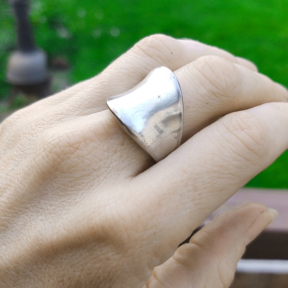 Vintage Abstract Mid-Century Modern Sterling Silver Ring- Size 8.5 - Picture 4 of 6